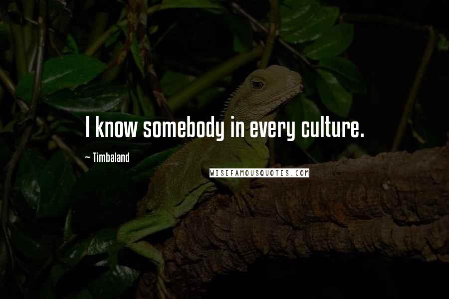 Timbaland Quotes: I know somebody in every culture.