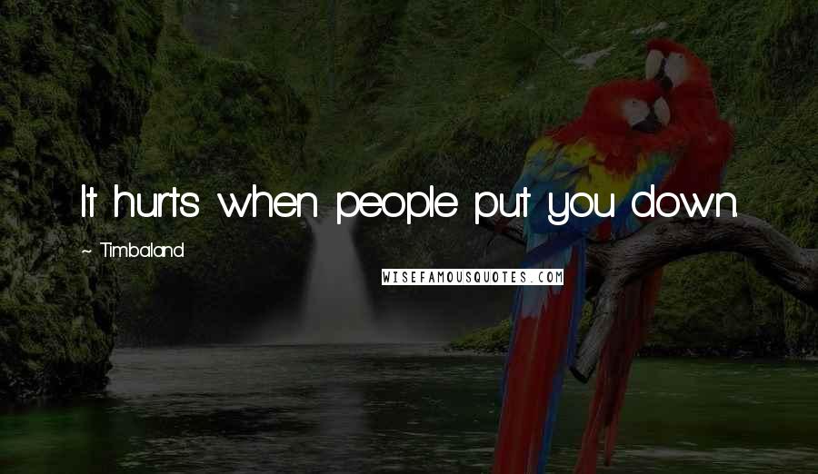 Timbaland Quotes: It hurts when people put you down.