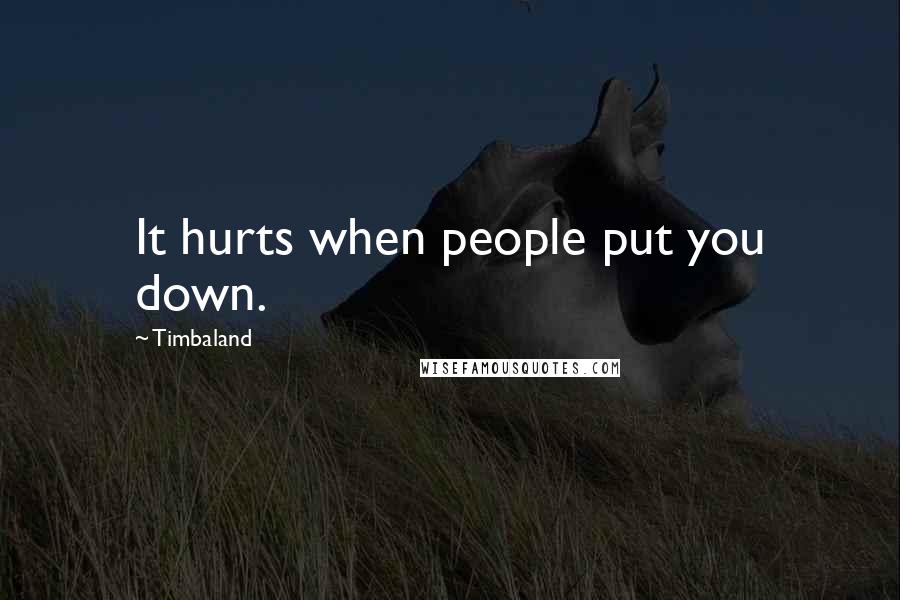 Timbaland Quotes: It hurts when people put you down.