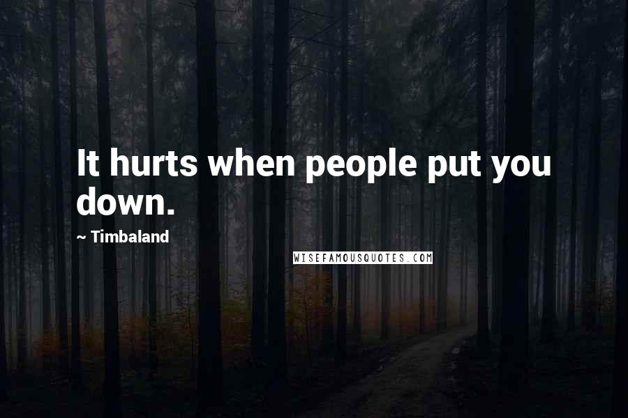 Timbaland Quotes: It hurts when people put you down.