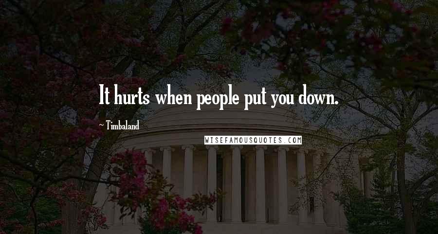 Timbaland Quotes: It hurts when people put you down.