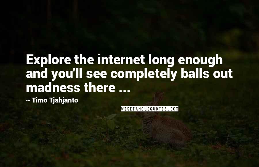 Timo Tjahjanto Quotes: Explore the internet long enough and you'll see completely balls out madness there ...