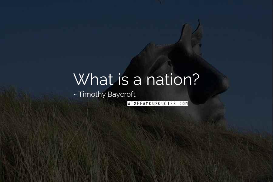 Timothy Baycroft Quotes: What is a nation?