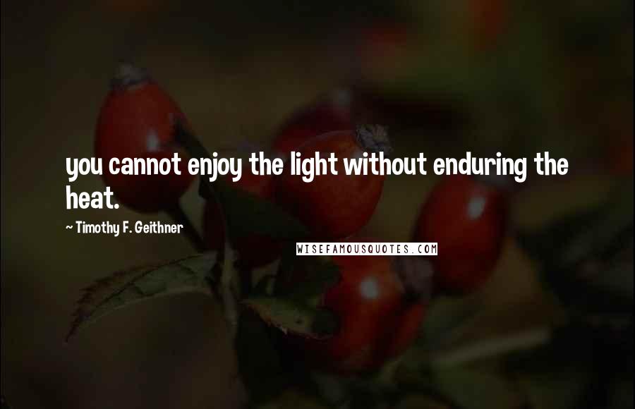 Timothy F. Geithner Quotes: you cannot enjoy the light without enduring the heat.