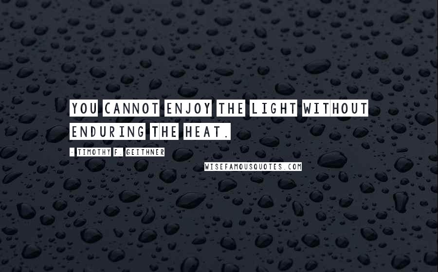 Timothy F. Geithner Quotes: you cannot enjoy the light without enduring the heat.