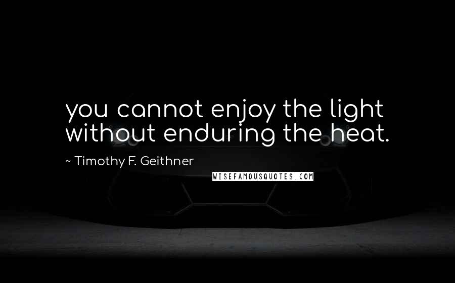 Timothy F. Geithner Quotes: you cannot enjoy the light without enduring the heat.