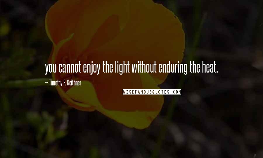 Timothy F. Geithner Quotes: you cannot enjoy the light without enduring the heat.