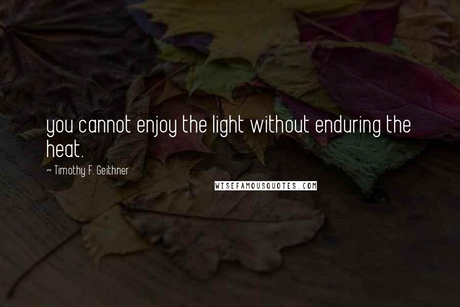 Timothy F. Geithner Quotes: you cannot enjoy the light without enduring the heat.