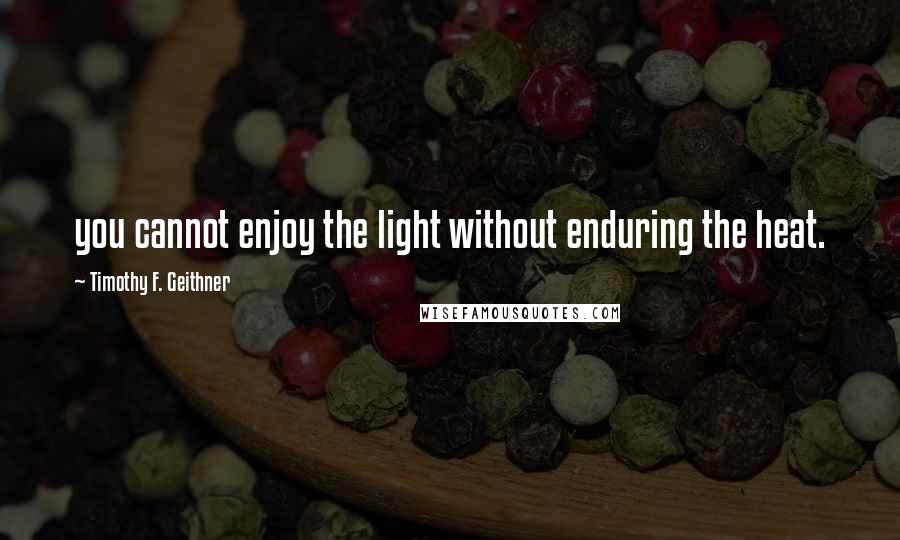 Timothy F. Geithner Quotes: you cannot enjoy the light without enduring the heat.