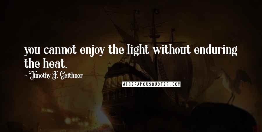 Timothy F. Geithner Quotes: you cannot enjoy the light without enduring the heat.