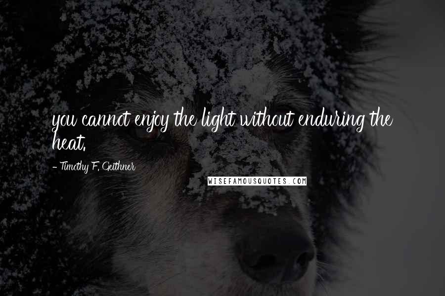 Timothy F. Geithner Quotes: you cannot enjoy the light without enduring the heat.