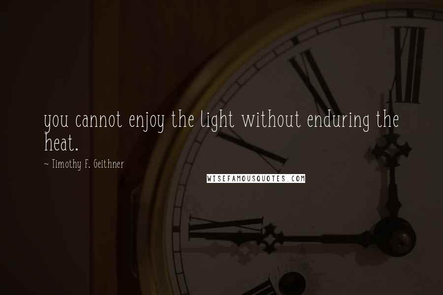 Timothy F. Geithner Quotes: you cannot enjoy the light without enduring the heat.