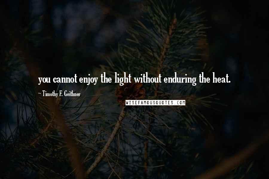 Timothy F. Geithner Quotes: you cannot enjoy the light without enduring the heat.