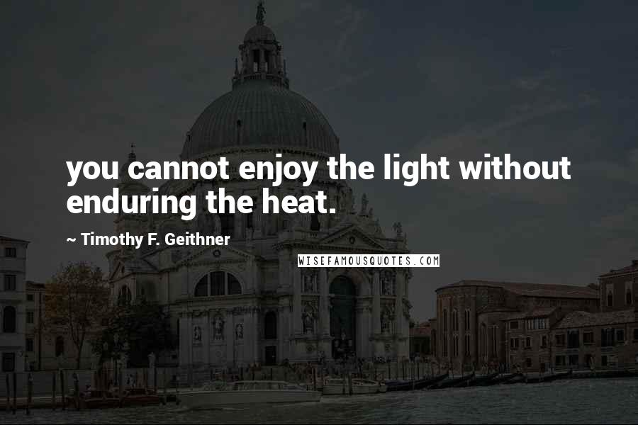 Timothy F. Geithner Quotes: you cannot enjoy the light without enduring the heat.