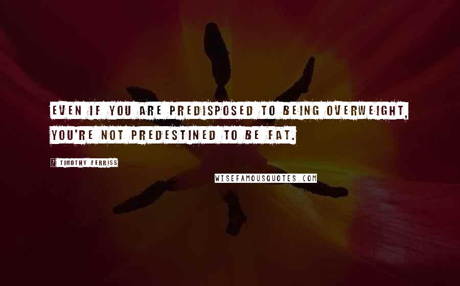 Timothy Ferriss Quotes: Even if you are predisposed to being overweight, you're not predestined to be fat.