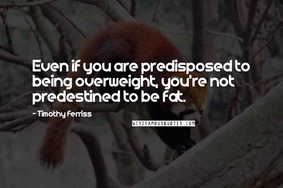 Timothy Ferriss Quotes: Even if you are predisposed to being overweight, you're not predestined to be fat.