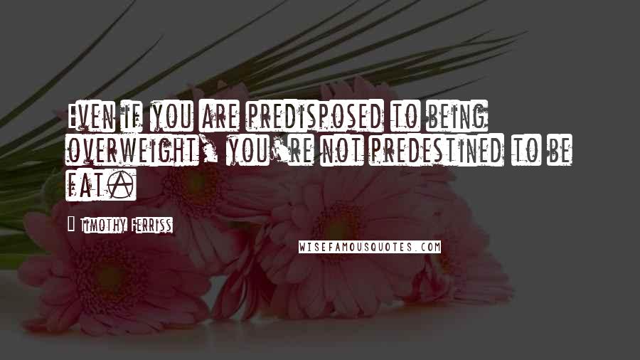 Timothy Ferriss Quotes: Even if you are predisposed to being overweight, you're not predestined to be fat.