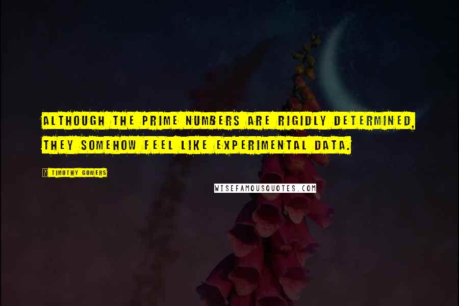 Timothy Gowers Quotes: Although the prime numbers are rigidly determined, they somehow feel like experimental data.