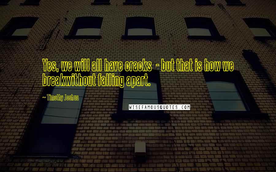 Timothy Joshua Quotes: Yes, we will all have cracks  - but that is how we breakwithout falling apart.