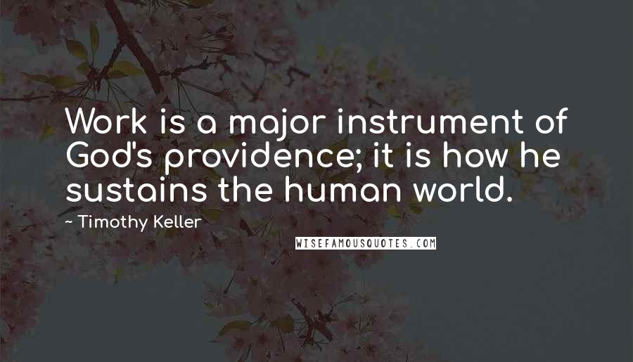 Timothy Keller Quotes: Work is a major instrument of God's providence; it is how he sustains the human world.