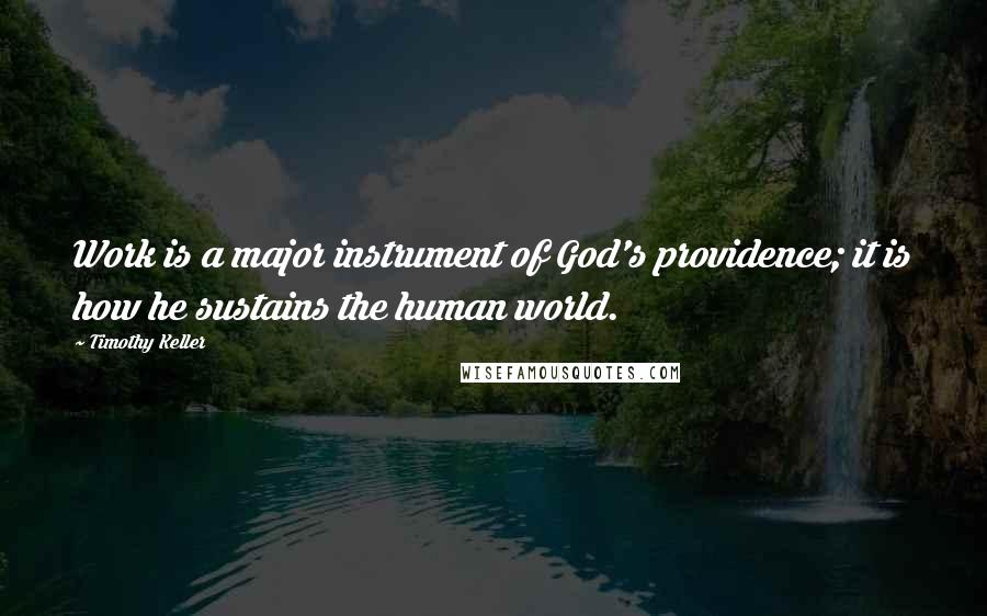 Timothy Keller Quotes: Work is a major instrument of God's providence; it is how he sustains the human world.