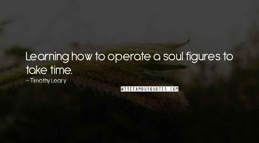 Timothy Leary Quotes: Learning how to operate a soul figures to take time.