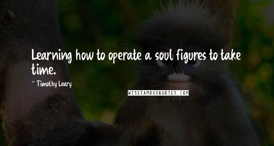 Timothy Leary Quotes: Learning how to operate a soul figures to take time.