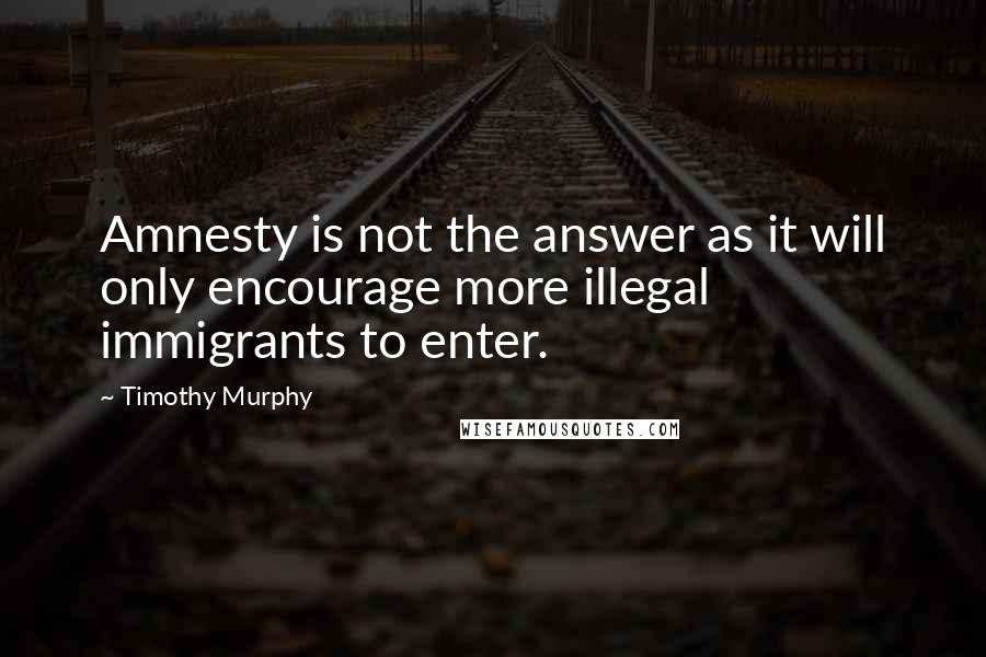 Timothy Murphy Quotes: Amnesty is not the answer as it will only encourage more illegal immigrants to enter.