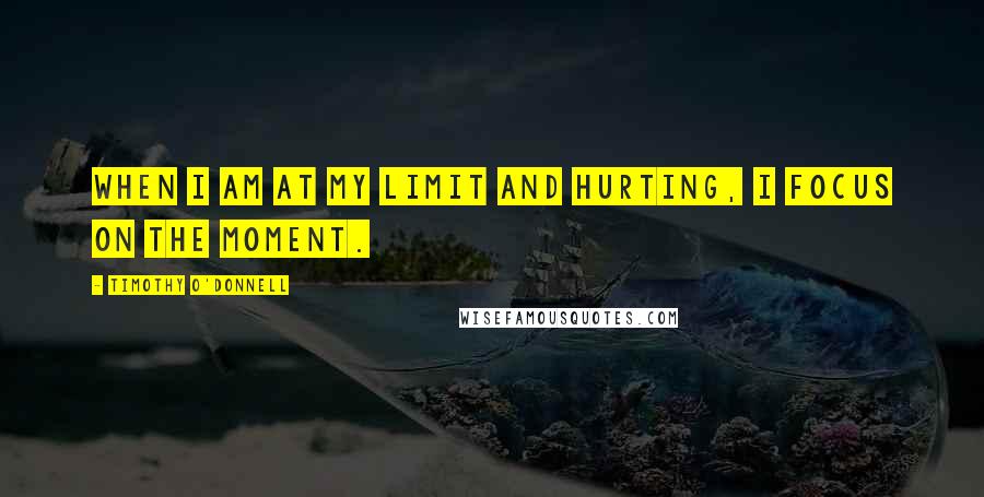 Timothy O'Donnell Quotes: When I am at my limit and hurting, I focus on the moment.