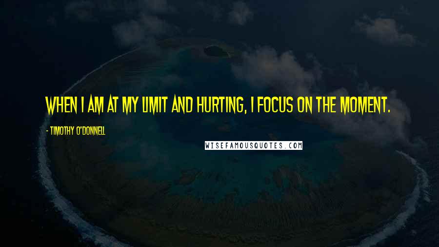 Timothy O'Donnell Quotes: When I am at my limit and hurting, I focus on the moment.