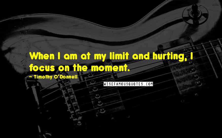 Timothy O'Donnell Quotes: When I am at my limit and hurting, I focus on the moment.