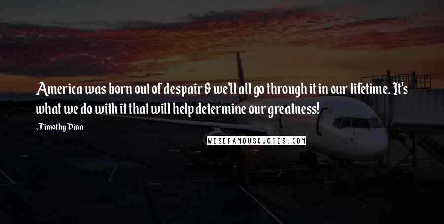 Timothy Pina Quotes: America was born out of despair & we'll all go through it in our lifetime. It's what we do with it that will help determine our greatness!