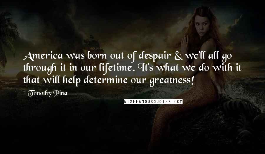 Timothy Pina Quotes: America was born out of despair & we'll all go through it in our lifetime. It's what we do with it that will help determine our greatness!