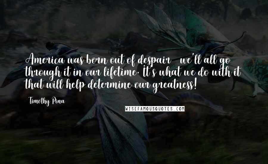 Timothy Pina Quotes: America was born out of despair & we'll all go through it in our lifetime. It's what we do with it that will help determine our greatness!