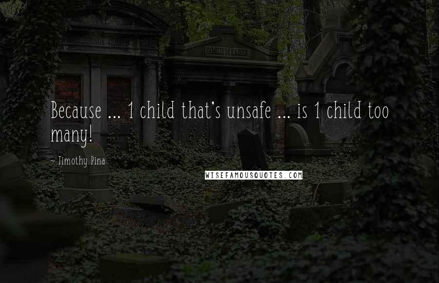 Timothy Pina Quotes: Because ... 1 child that's unsafe ... is 1 child too many!