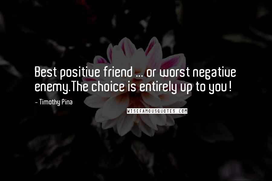 Timothy Pina Quotes: Best positive friend ... or worst negative enemy.The choice is entirely up to you!