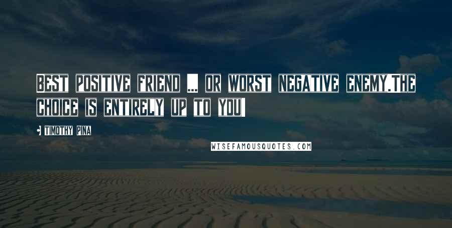 Timothy Pina Quotes: Best positive friend ... or worst negative enemy.The choice is entirely up to you!