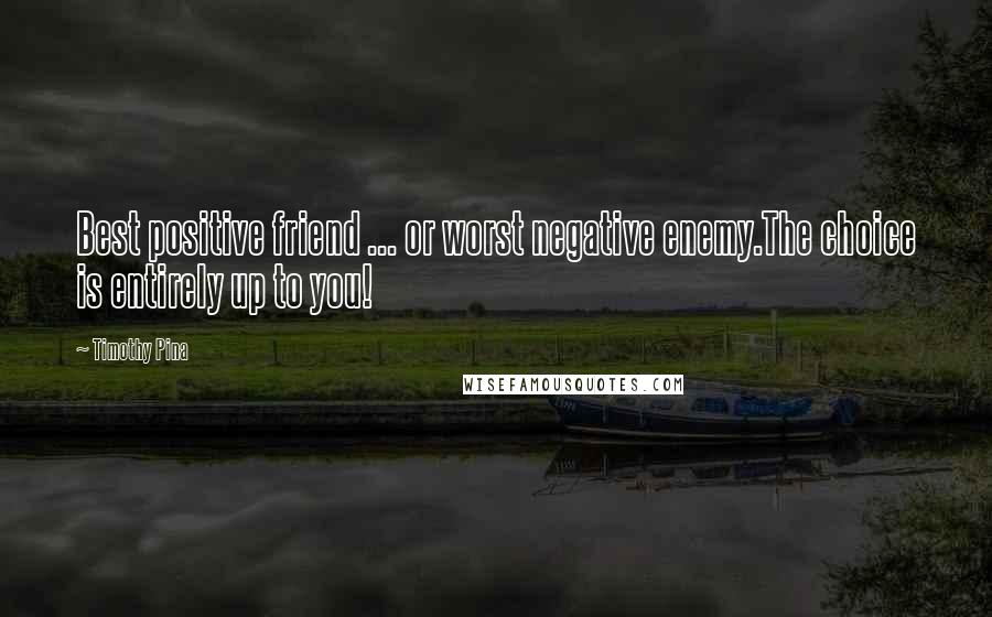 Timothy Pina Quotes: Best positive friend ... or worst negative enemy.The choice is entirely up to you!