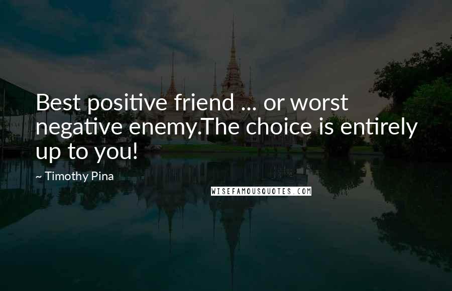 Timothy Pina Quotes: Best positive friend ... or worst negative enemy.The choice is entirely up to you!