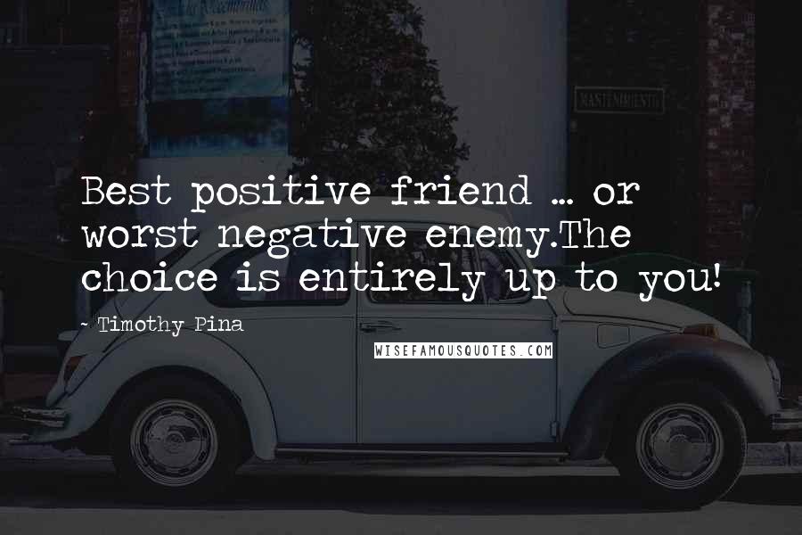 Timothy Pina Quotes: Best positive friend ... or worst negative enemy.The choice is entirely up to you!