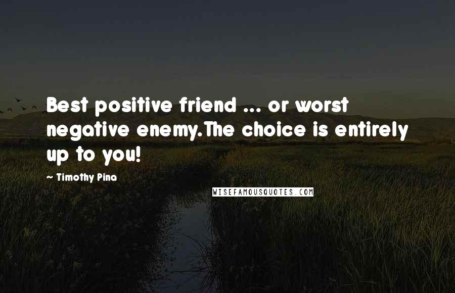 Timothy Pina Quotes: Best positive friend ... or worst negative enemy.The choice is entirely up to you!