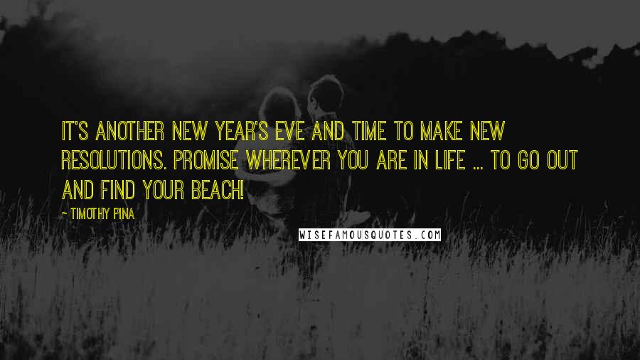 Timothy Pina Quotes: It's another New Year's eve and time to make new resolutions. Promise wherever you are in life ... to go out and find your beach!