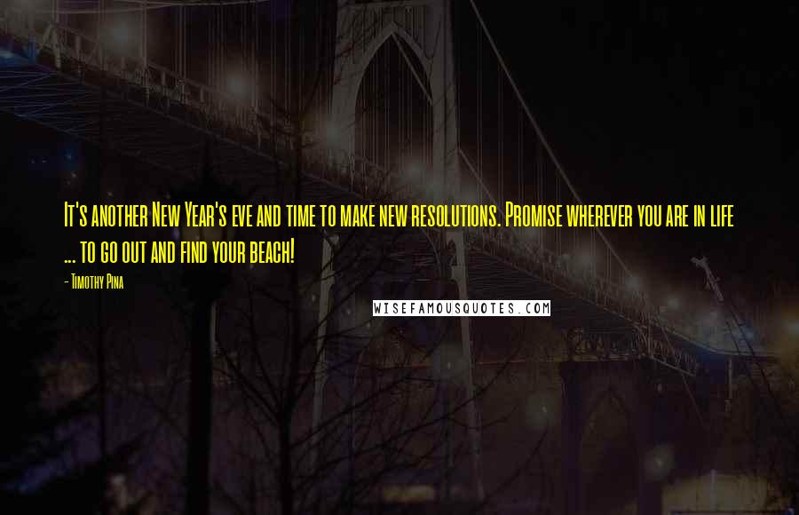 Timothy Pina Quotes: It's another New Year's eve and time to make new resolutions. Promise wherever you are in life ... to go out and find your beach!