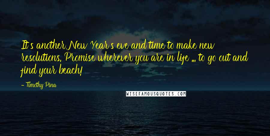 Timothy Pina Quotes: It's another New Year's eve and time to make new resolutions. Promise wherever you are in life ... to go out and find your beach!