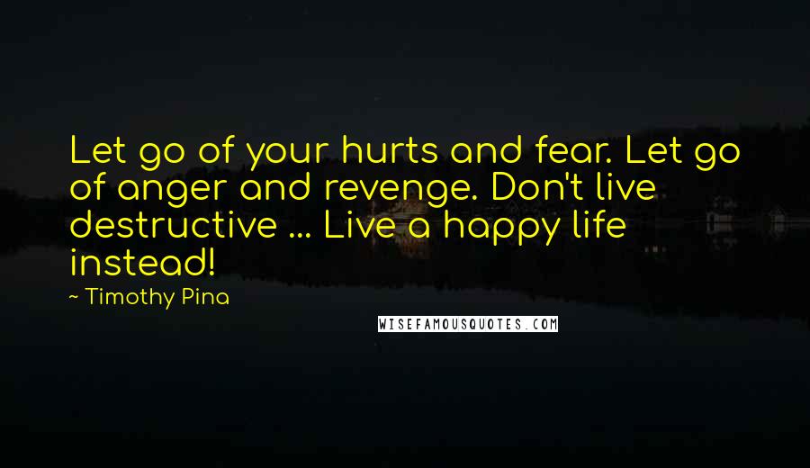 Timothy Pina Quotes: Let go of your hurts and fear. Let go of anger and revenge. Don't live destructive ... Live a happy life instead!