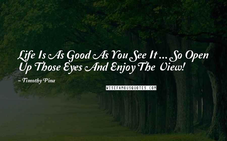 Timothy Pina Quotes: Life Is As Good As You See It ... So Open Up Those Eyes And Enjoy The View!