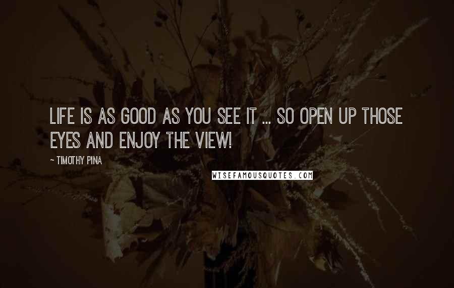 Timothy Pina Quotes: Life Is As Good As You See It ... So Open Up Those Eyes And Enjoy The View!