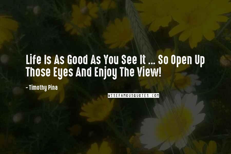 Timothy Pina Quotes: Life Is As Good As You See It ... So Open Up Those Eyes And Enjoy The View!