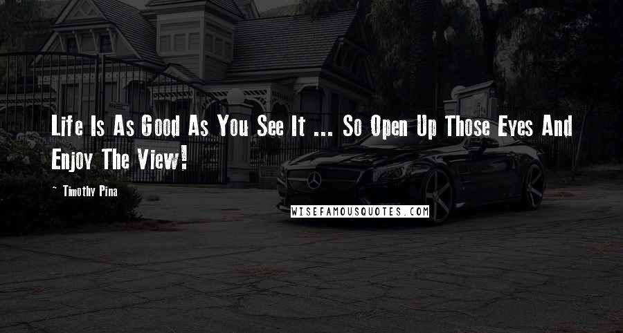 Timothy Pina Quotes: Life Is As Good As You See It ... So Open Up Those Eyes And Enjoy The View!