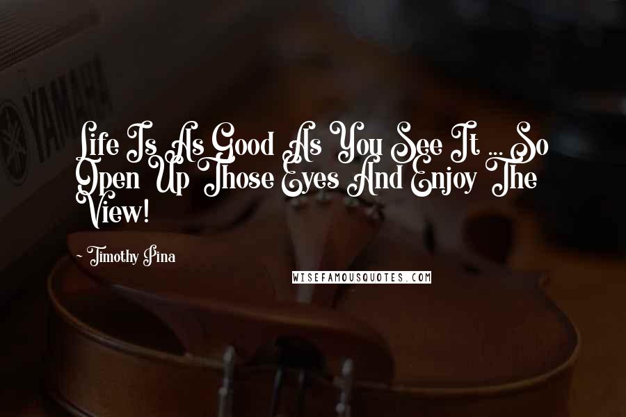 Timothy Pina Quotes: Life Is As Good As You See It ... So Open Up Those Eyes And Enjoy The View!